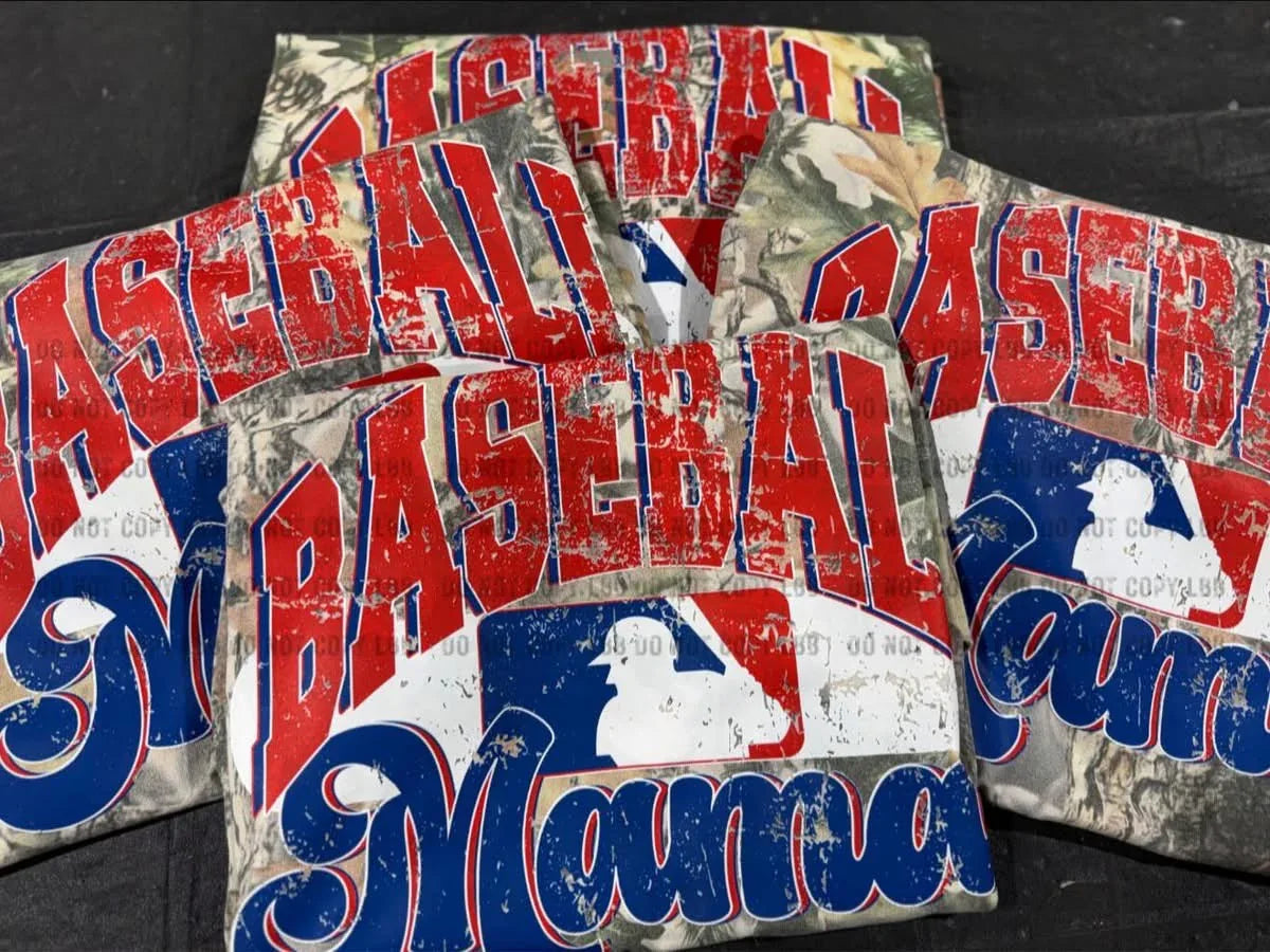 Baseball Mama Camo Tee - Crafted for Game Day Comfort | Everyday Customs Co.