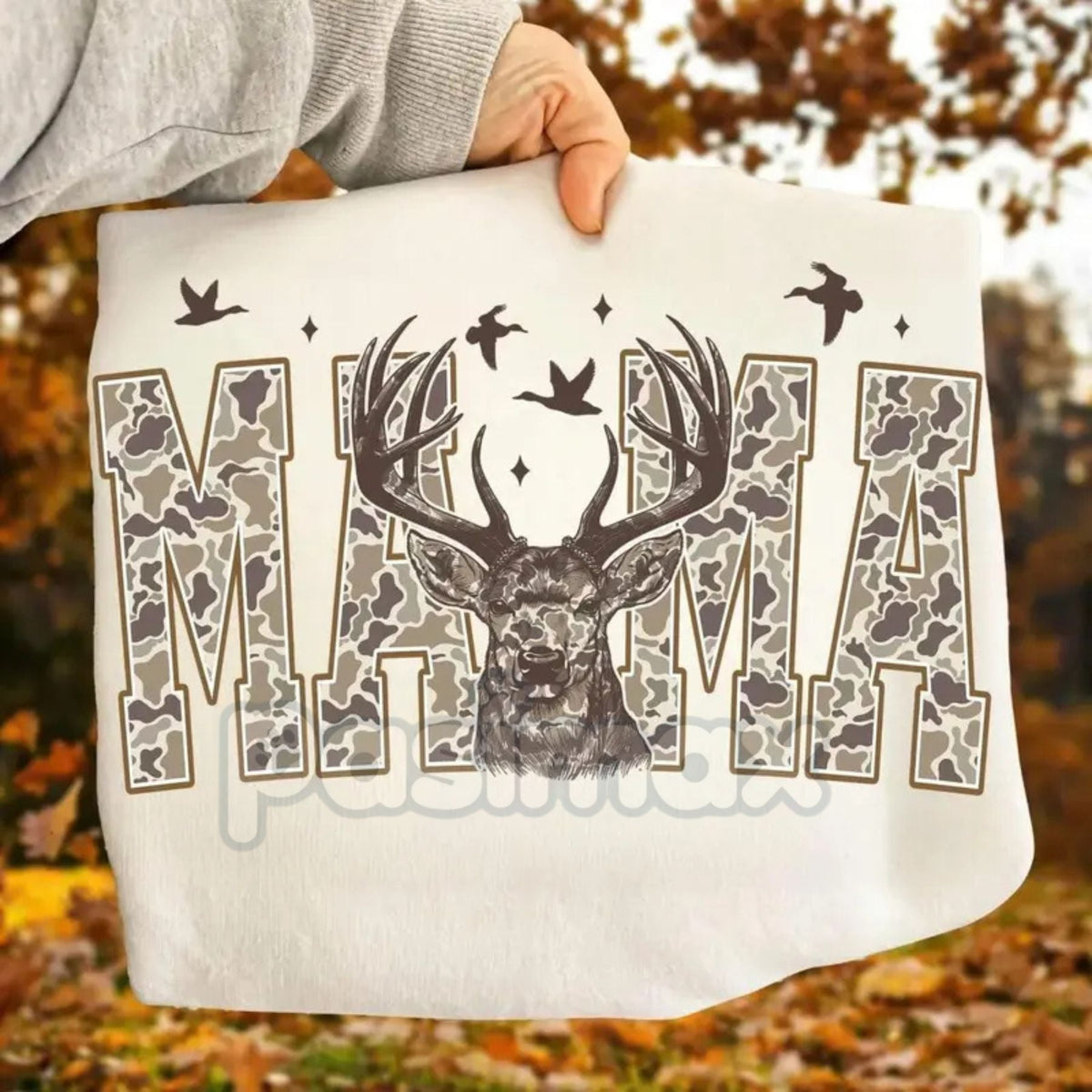 "Camo Mama" Deer Hunting Camouflage T-Shirt - Rustic Hunter Mom Gift - Unisex Outdoors Apparel