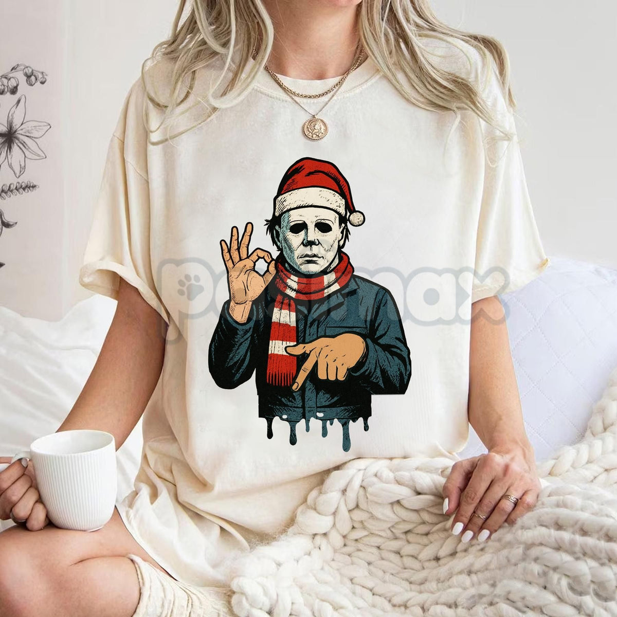 Merry Creepmas "Six Seven" Hand Sign T-Shirt - Funny Christmas 6 7 Tee, Dark Humor Holiday Apparel