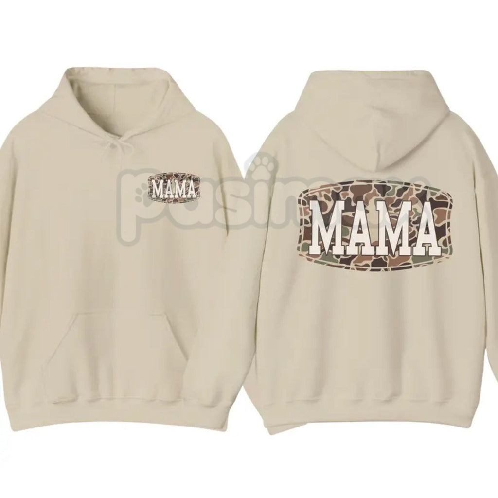 Camo Mama 2-Sided Hoodie – Rugged Outdoor Mom Pullover, Hunting & Country Aesthetic Streetwear, Double-Sided Graphic Sweatshirt