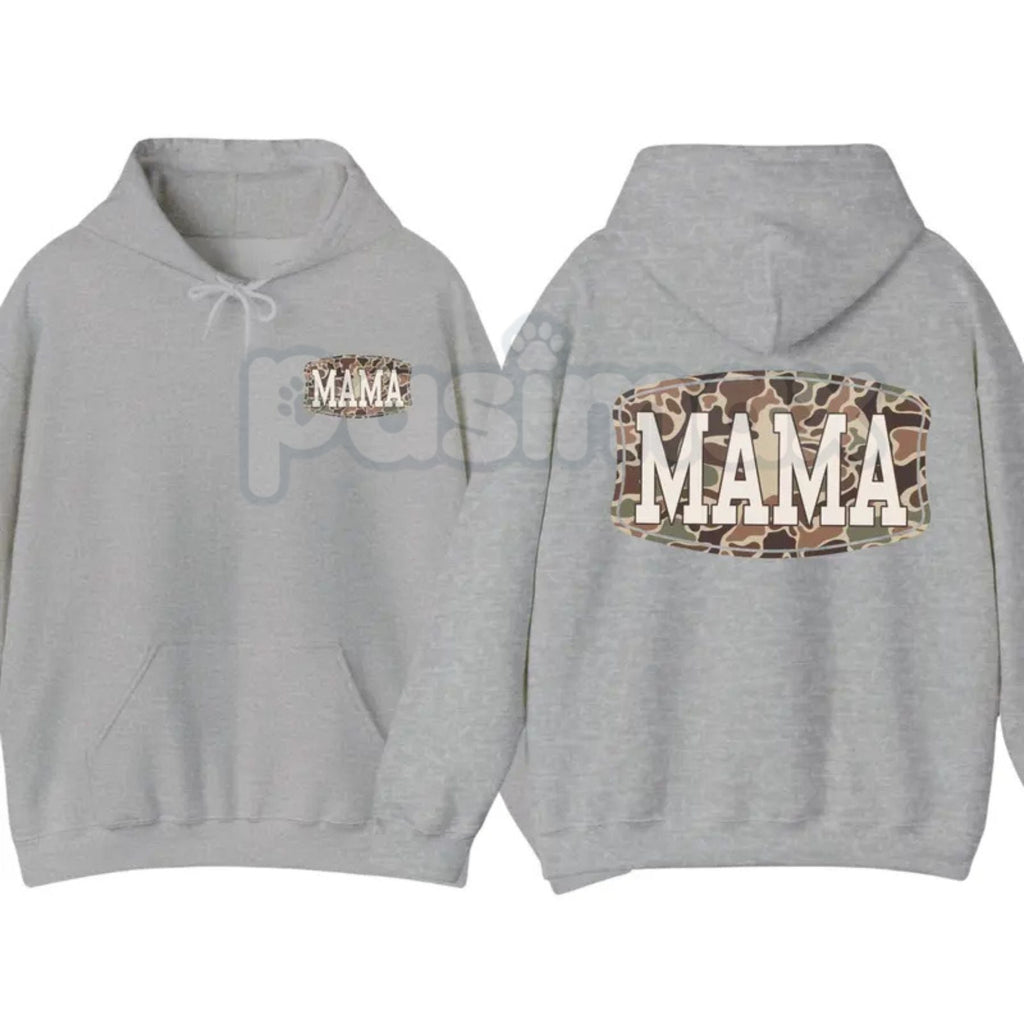 Camo Mama 2-Sided Hoodie – Rugged Outdoor Mom Pullover, Hunting & Country Aesthetic Streetwear, Double-Sided Graphic Sweatshirt