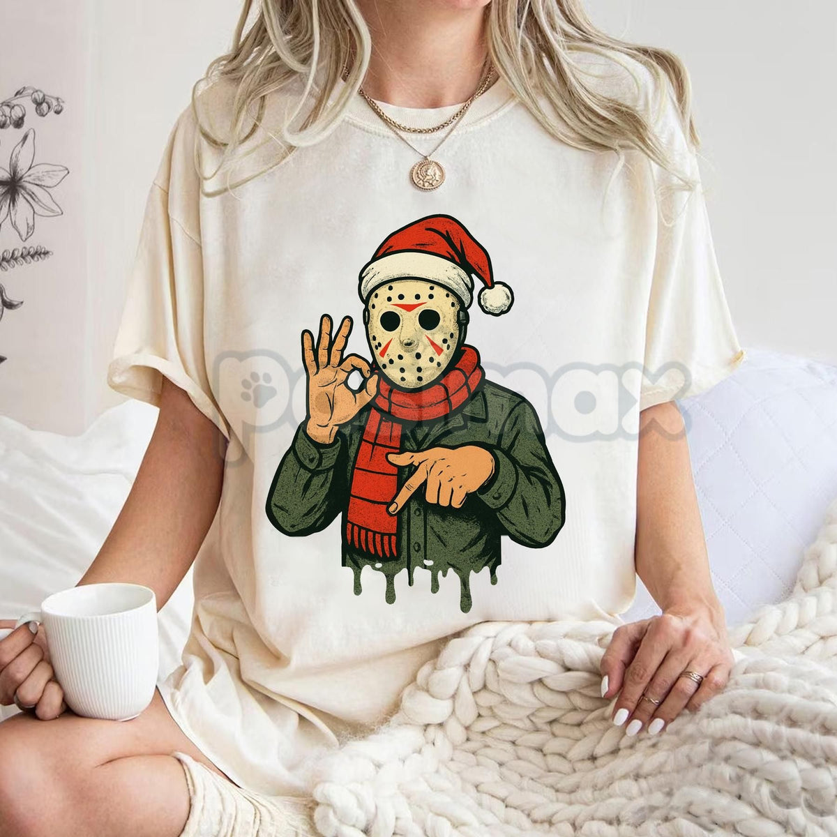 Merry Creepmas "Six Seven" Hand Sign T-Shirt - Funny Christmas 6 7 Tee, Dark Humor Holiday Apparel