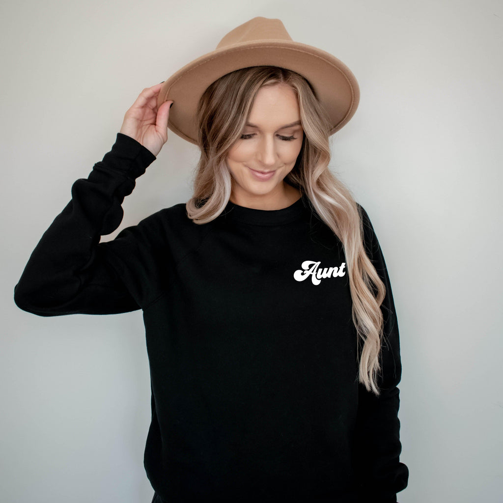 Aunt Groovy Sponge Fleece Crewneck Sweatshirt (Left Chest)