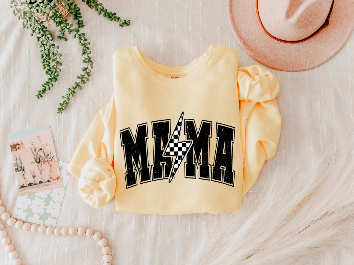 Mama Lightning Garment Dyed Comfort Colors Sweatshirt (Condensed)