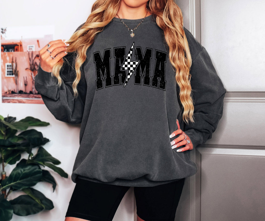 Mama Lightning Garment Dyed Comfort Colors Sweatshirt (Condensed)