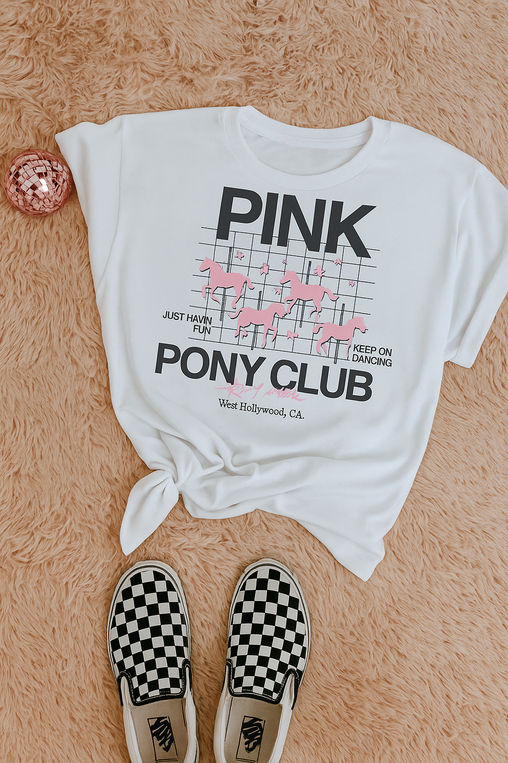 Pink Pony Club Graphic Tee - Retro Carousel Cotton Unisex | Everyday Customs Co
