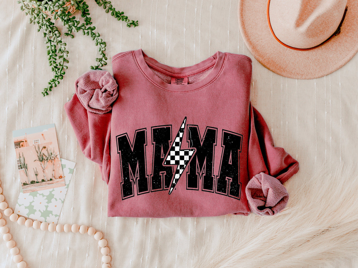 Mama Lightning Garment Dyed Comfort Colors Sweatshirt (Condensed)