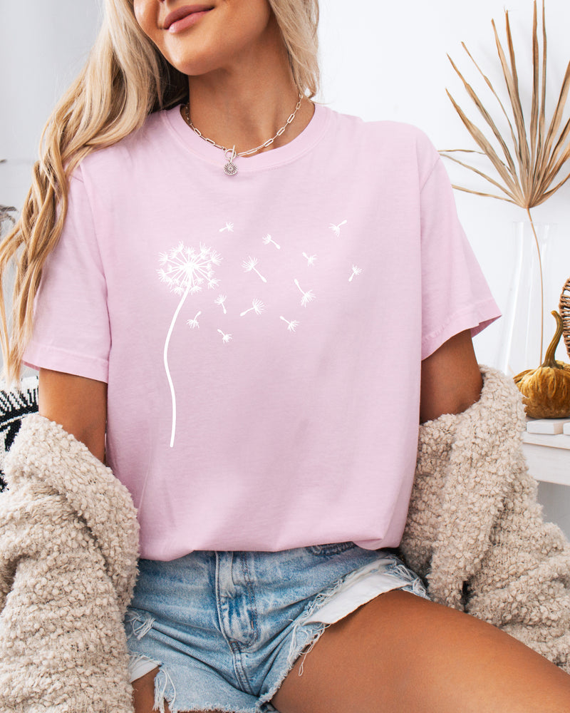 Dandelion Botanical wildflowers Garment Dyed T Shirt