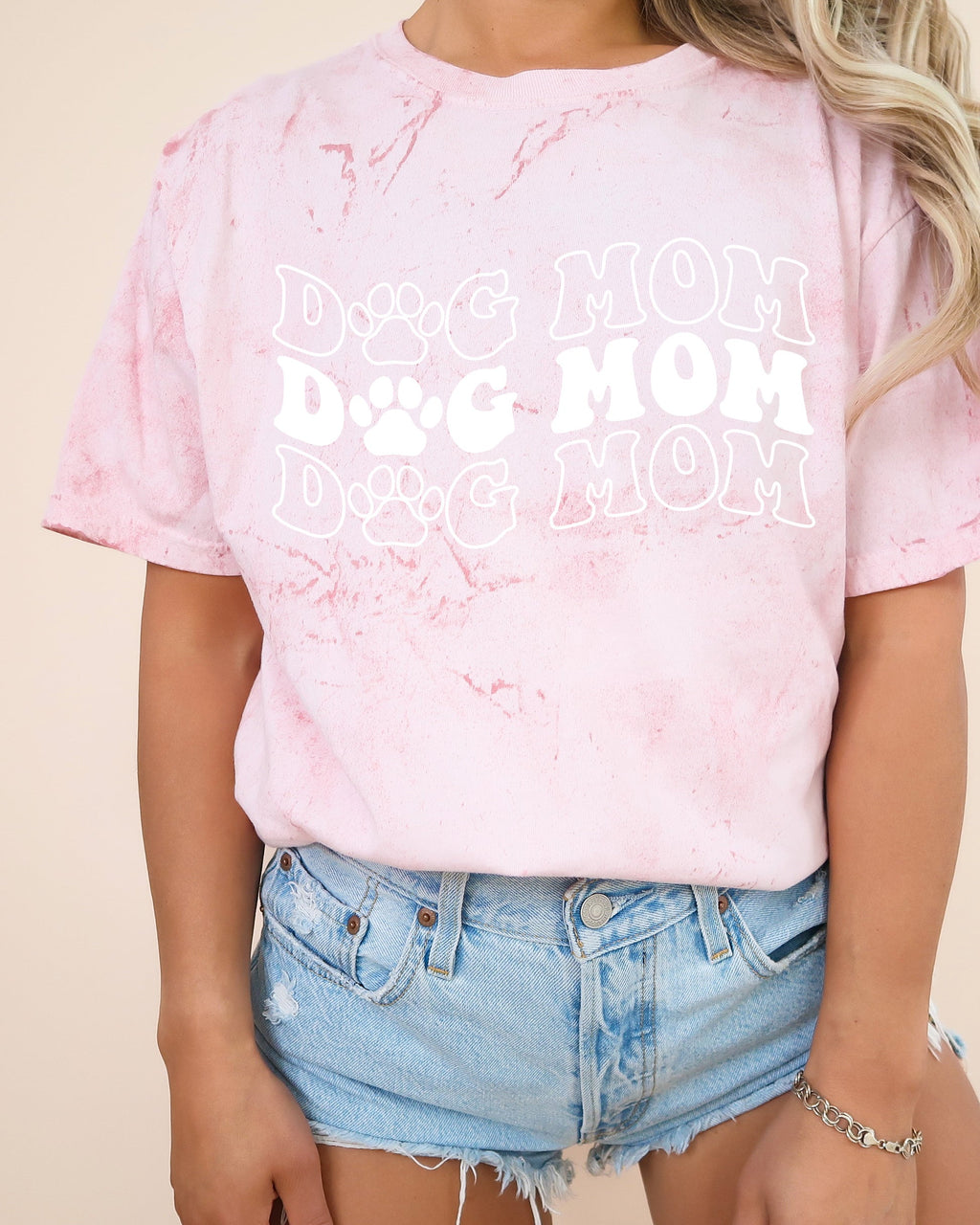 Dog Mom Comfort Colors T Shirt (Groovy repeat font)