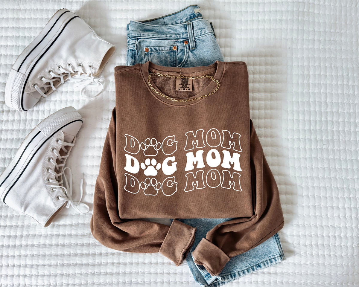 Groovy Dog Mom Garment Dyed Comfort Colors Sweatshirt