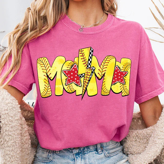 Softball Mama Shirt For Women Softball Mom Gift Tee Team Spirit Athletic Fan Apparel