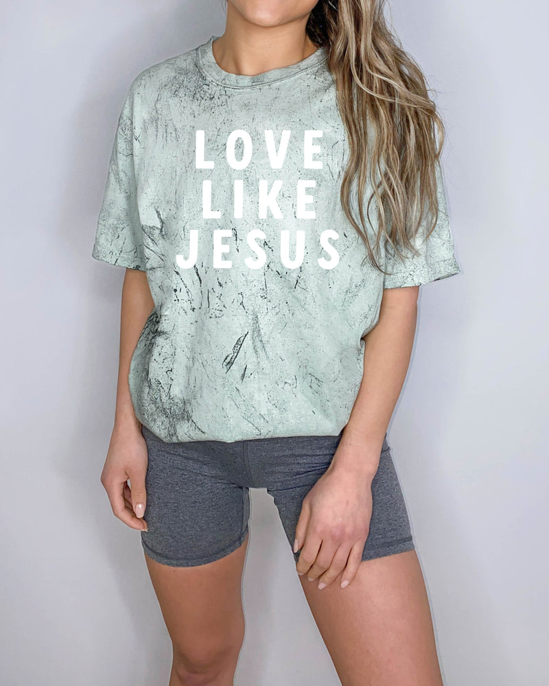 Love Like Jesus Garment Dyed Christian T Shirt (big design)