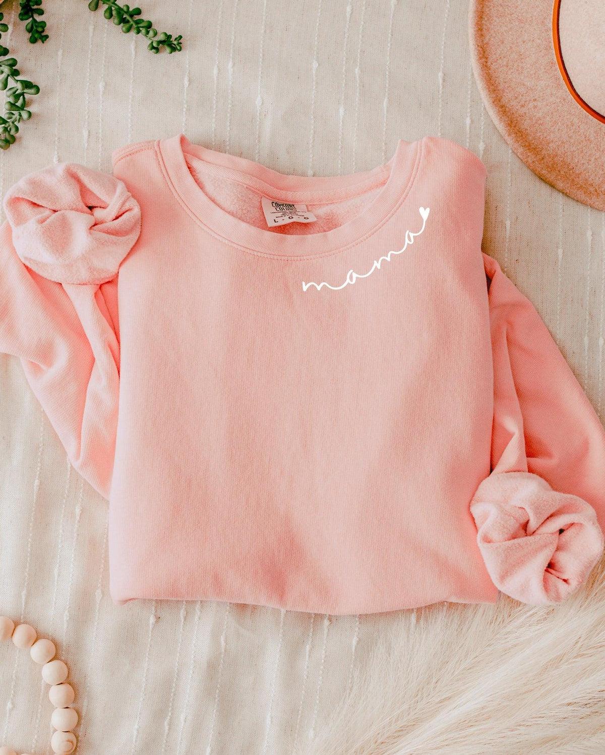 Mama Heart Around Neck Garment Dyed Comfort Colors Sweatshirt