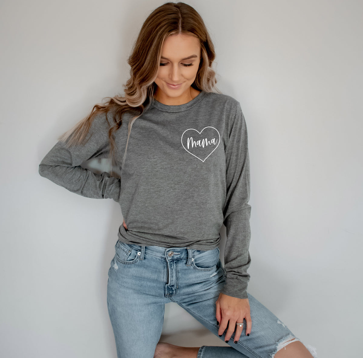 Mama Long Sleeve Tshirt (Heart Around)