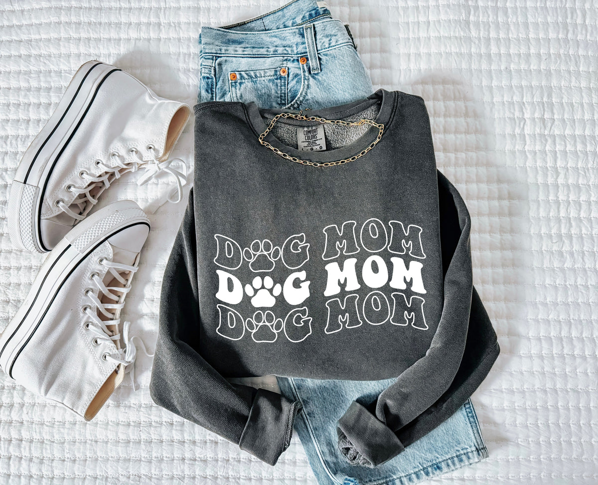 Groovy Dog Mom Garment Dyed Comfort Colors Sweatshirt