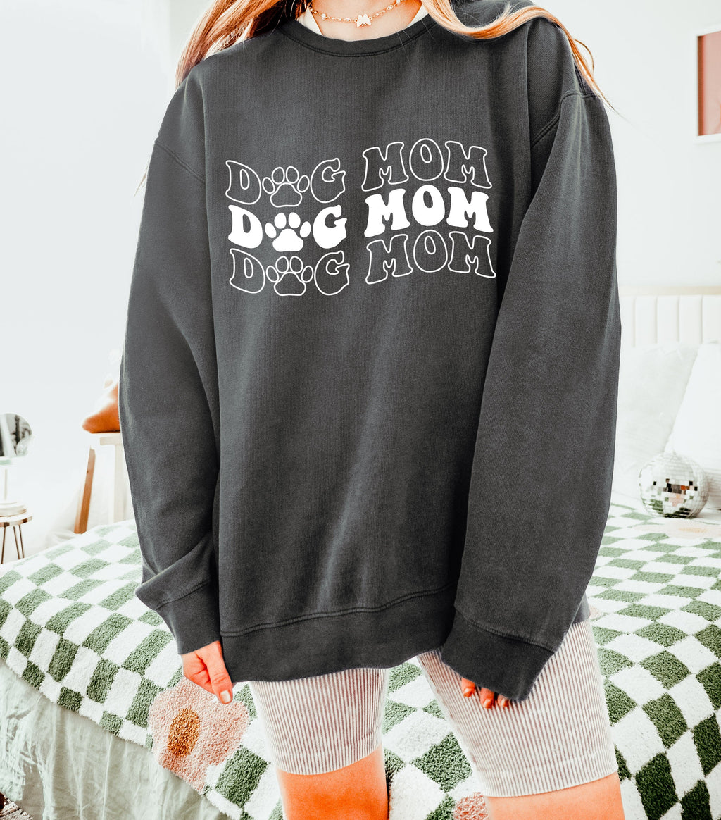 Groovy Dog Mom Garment Dyed Comfort Colors Sweatshirt
