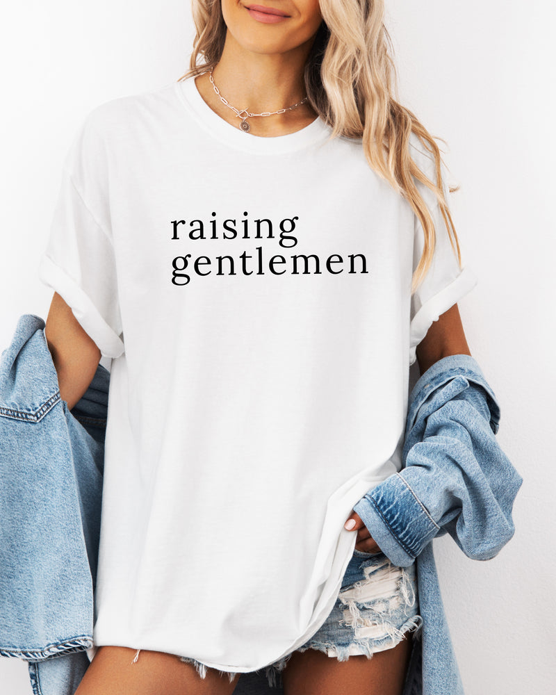 Raising Gentlemen Boy mom Garment Dyed T Shirt (serif)