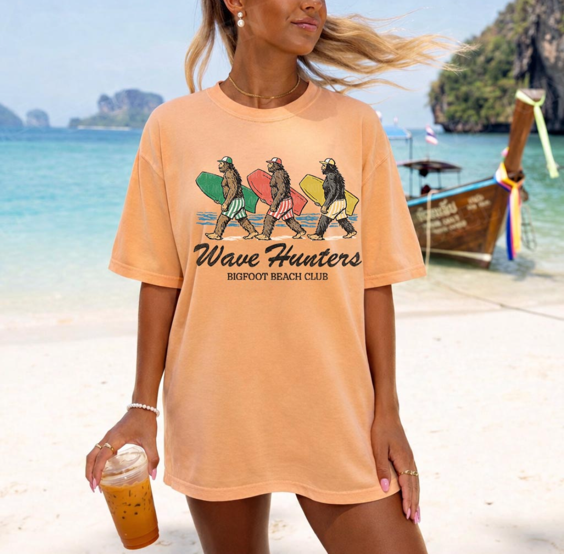 Wave Hunters Bigfoot Beach Club Tee | Comfort Colors | Everyday Customs Co.