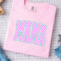 MAMA Pink Checker Tee | Comfort Colors | Everyday Customs Co.