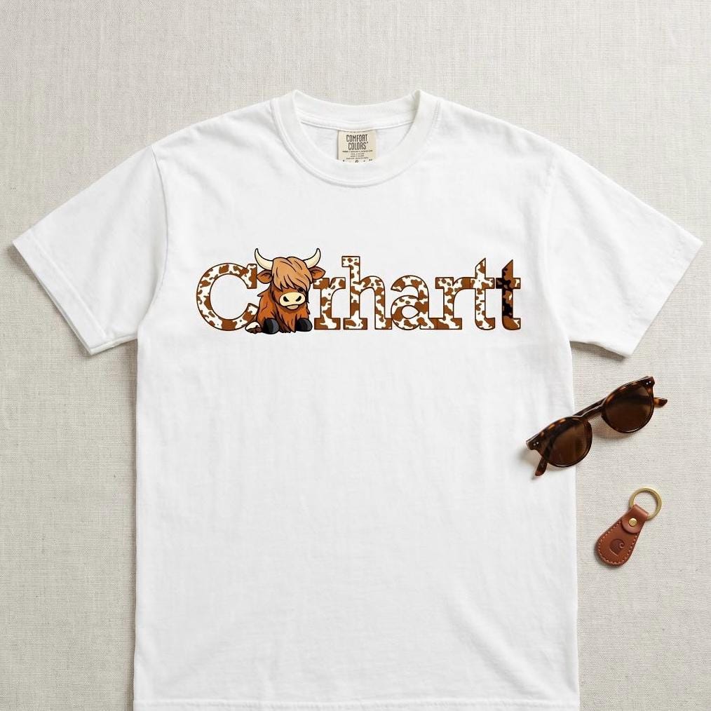 Highland Cow Graphic Tee, Western Camo Country Shirt, Unisex Farm Style T-Shirt