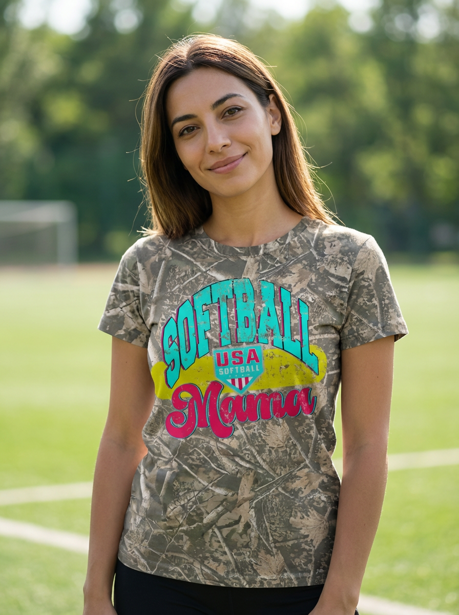 Softball Mama Camouflage Graphic Tee - Crafted with Purpose | Everyday Customs Co.