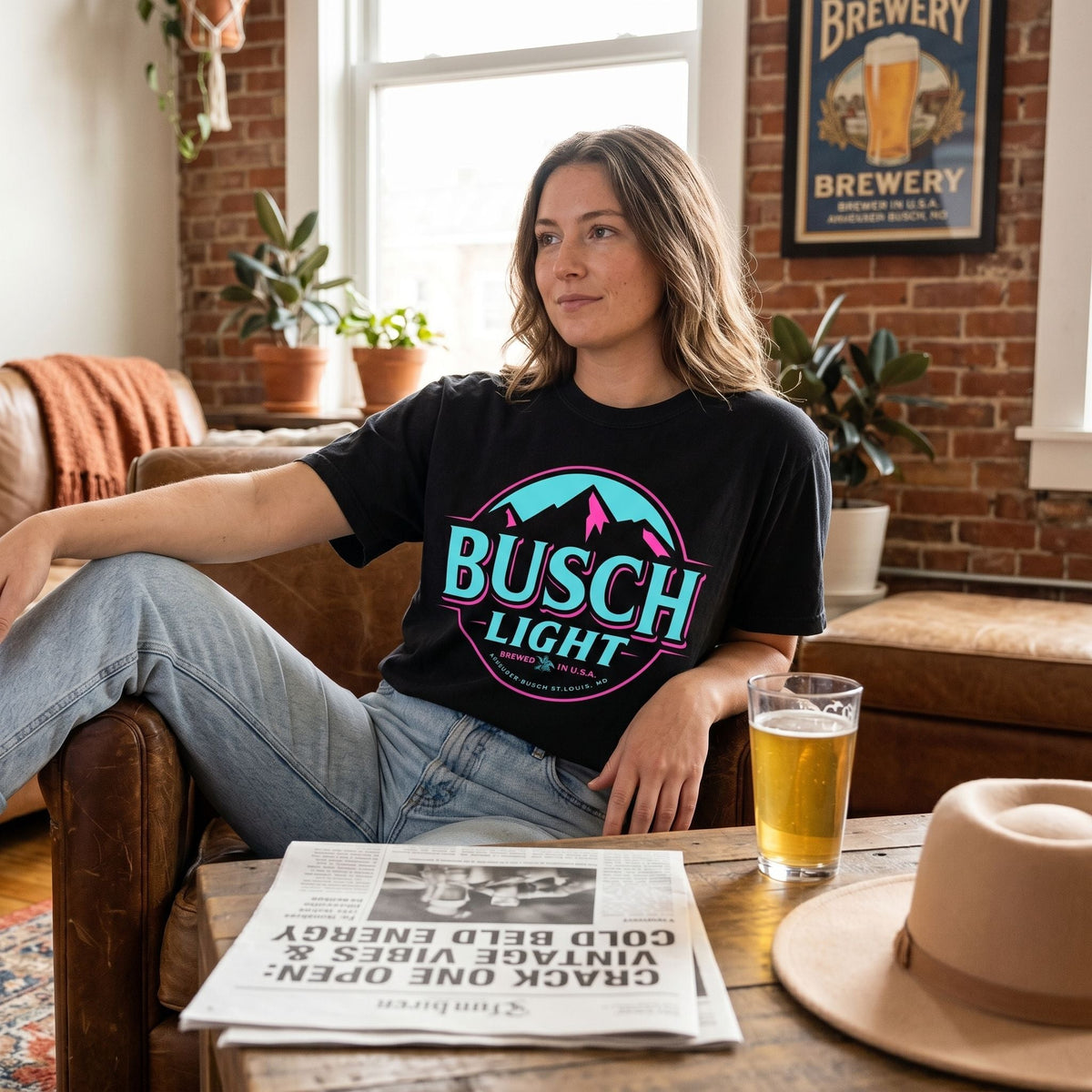 Busch Light Neon Vintage Print Graphic Tee | Comfort Colors | Everyday Customs Co.