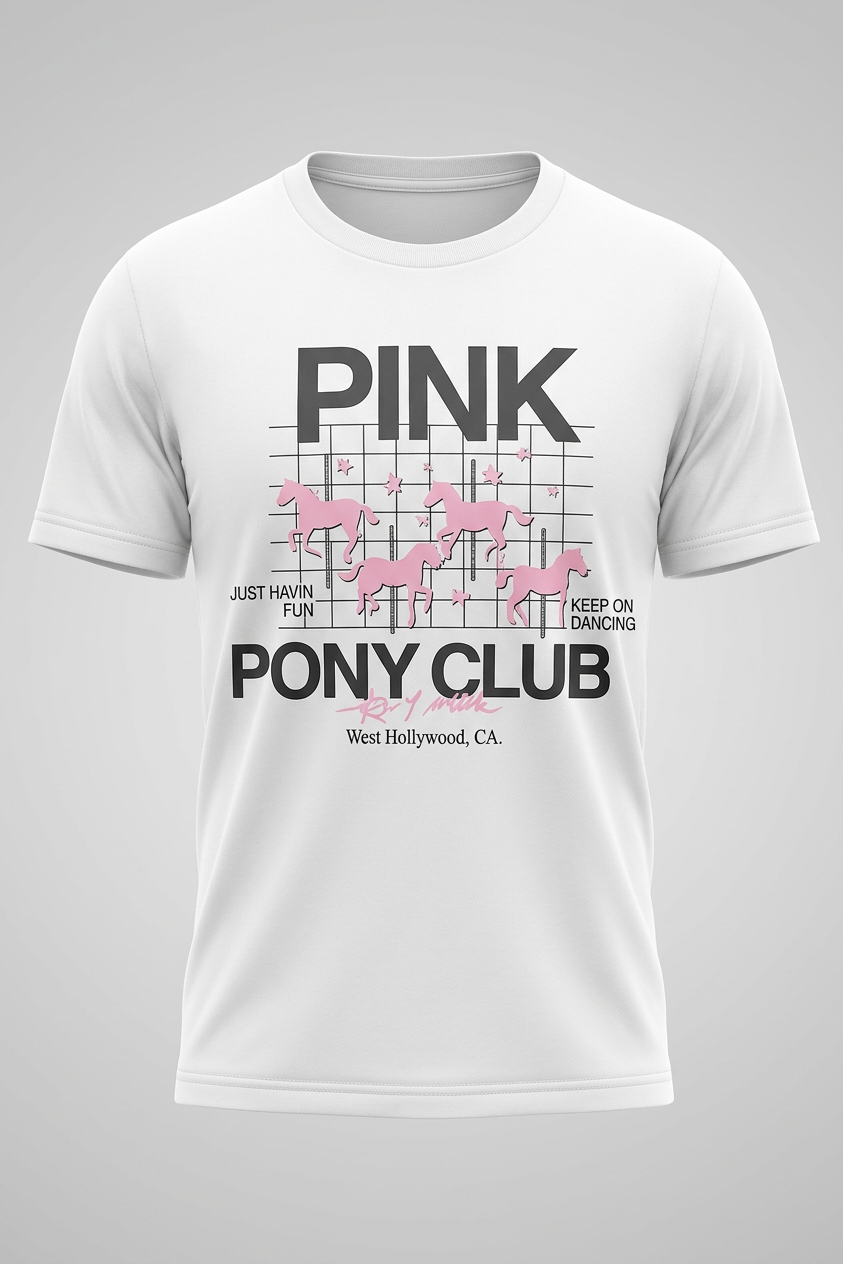 Pink Pony Club Graphic Tee - Retro Carousel Cotton Unisex | Everyday Customs Co