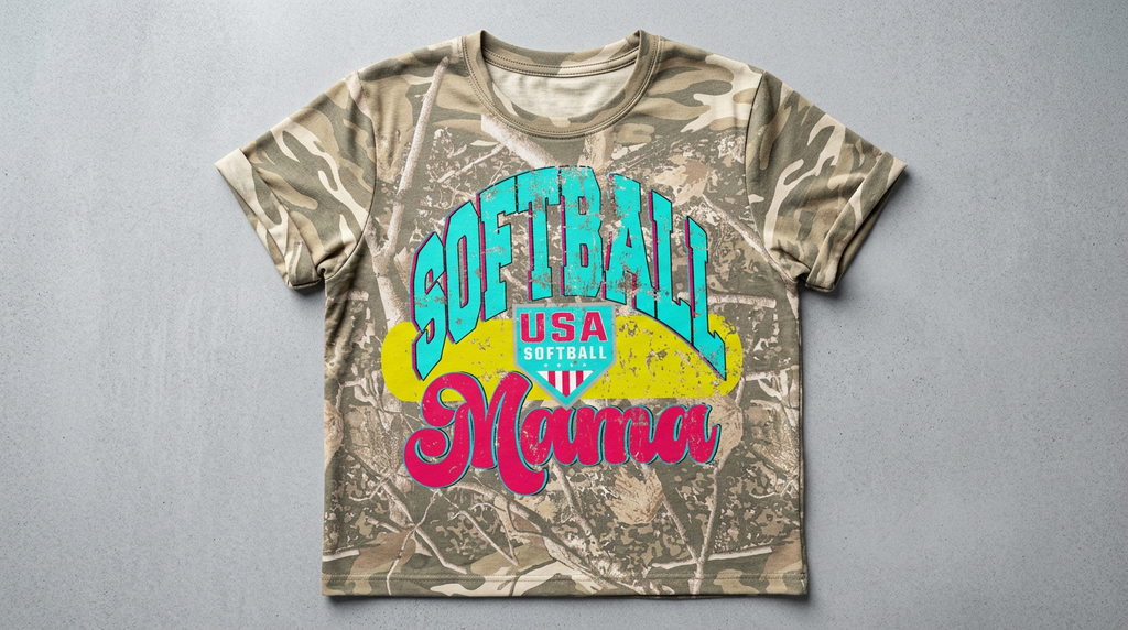 Softball Mama Camouflage Graphic Tee - Crafted with Purpose | Everyday Customs Co.