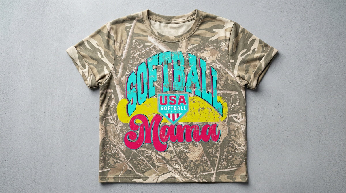 Softball Mama Camouflage Graphic Tee - Crafted with Purpose | Everyday Customs Co.