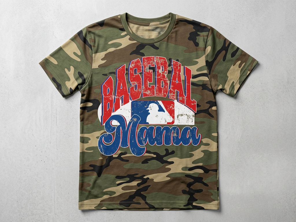 Baseball Mama Camo Tee - Crafted for Game Day Comfort | Everyday Customs Co.